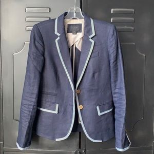 J Crew Navy Linen Blazer, Sz 2